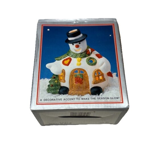 Snowman House Light Up W/ Candle Vintage Xmas Retro Decor W box - Picture 2 of 10
